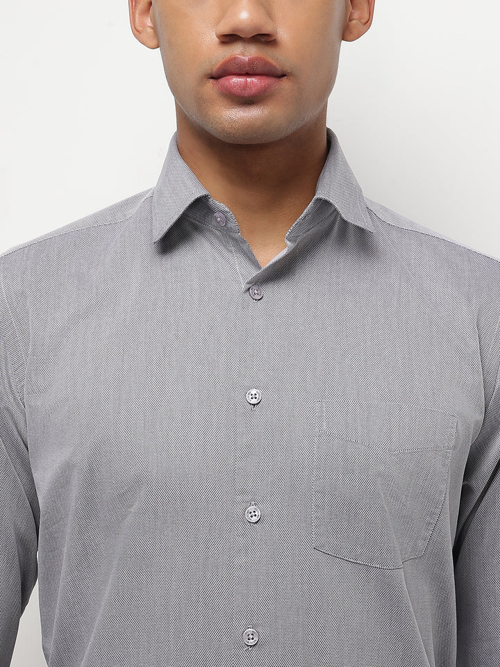 Men Grey Regular Fit Solid Formal Shirt
