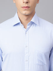 Men White Regular Fit Lining Formal Shirt
