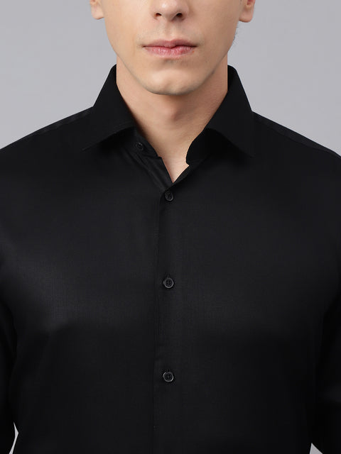 Men Black Regular Fit Solid Formal Shirt