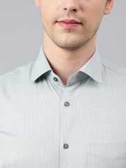 Men Grey Regular Fit Checkered Formal Shirt