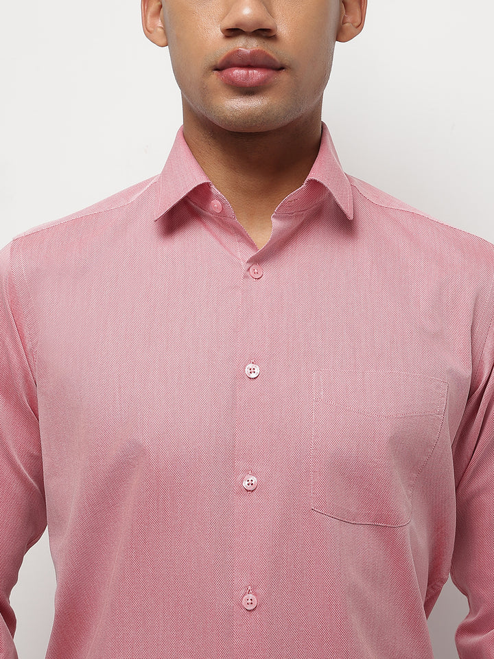 Men Red Regular Fit Solid Formal Shirt