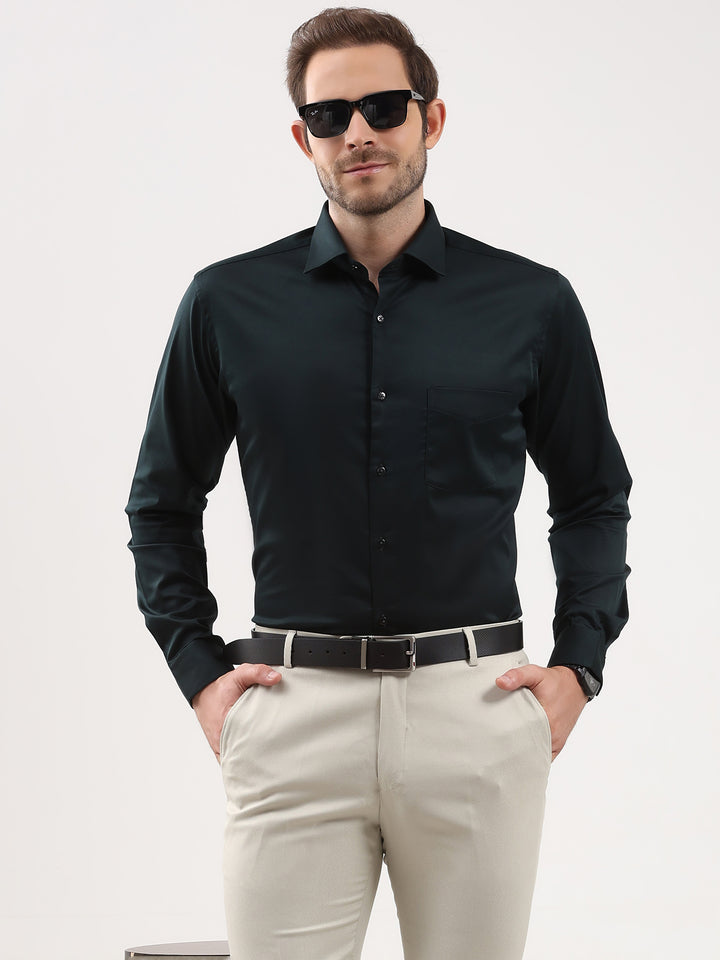 Men Solid Cotton Lycra Formal Shirt