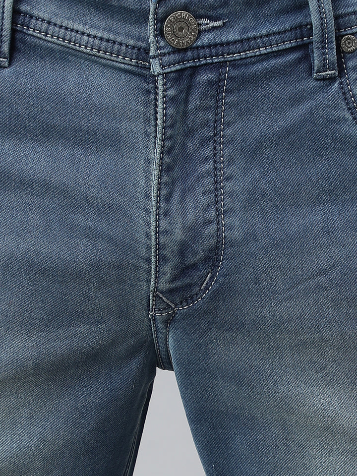 Men Light Blue Slim Fit Mid Rise Clean Look Stretchable Jeans