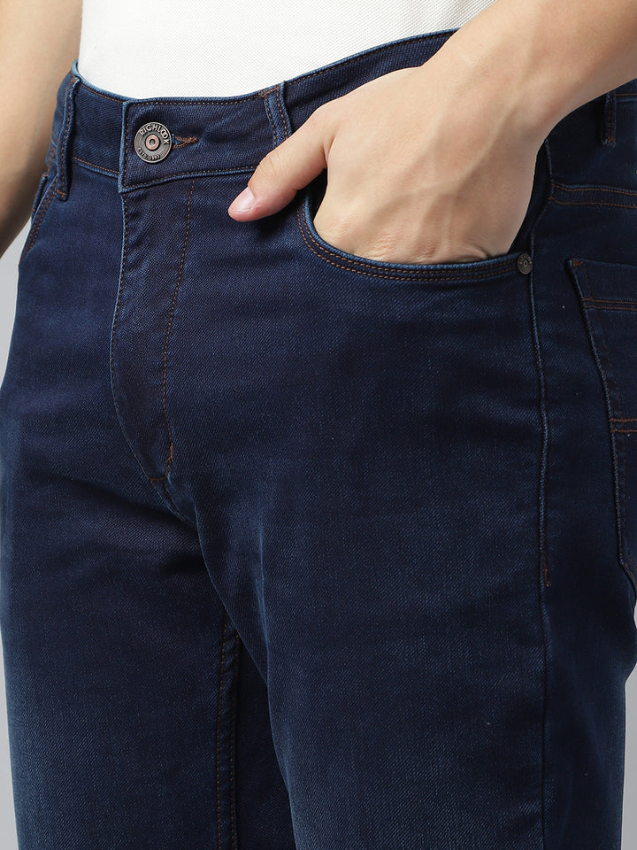 Men Blue Slim Fit Mid Rise Clean Look Stretchable Jeans