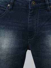 Men Dark Blue Slim Fit Mid Rise Clean Look Strechable Jeans