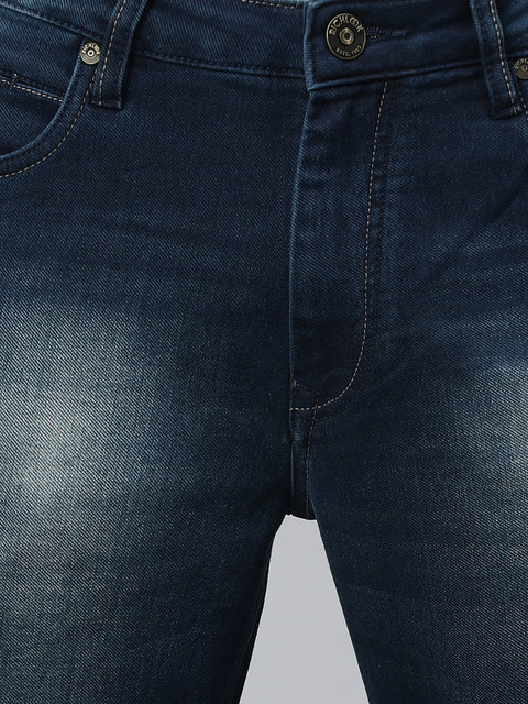 Men Dark Blue Slim Fit Mid Rise Clean Look Strechable Jeans