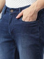 Men Blue Slim Fit Mid Rise Clean Look Strechable Jeans