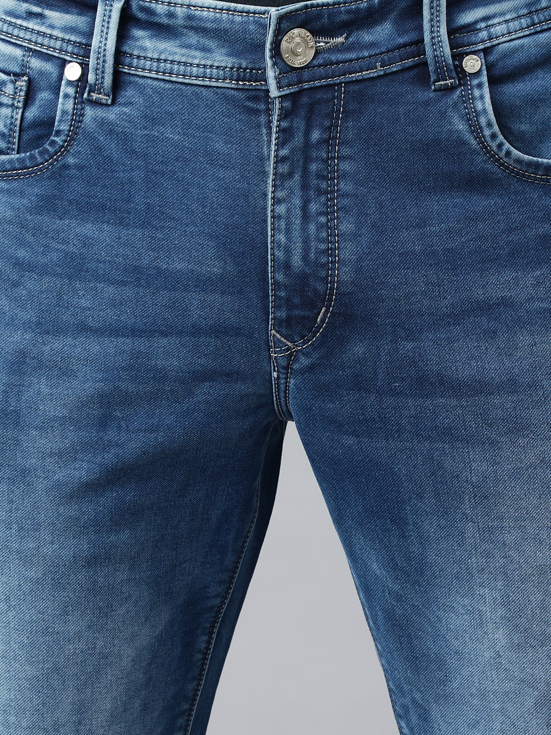 Men Indigo Slim Fit Mid Rise Clean Look Stretchable Jeans