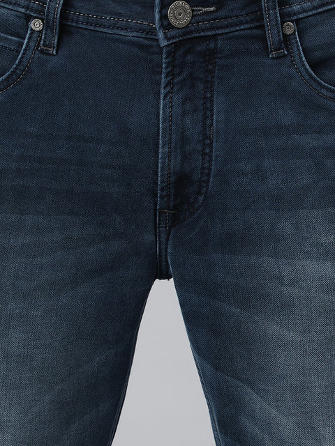 Men Dark Blue Slim Fit Mid Rise Clean Look Strechable Jeans