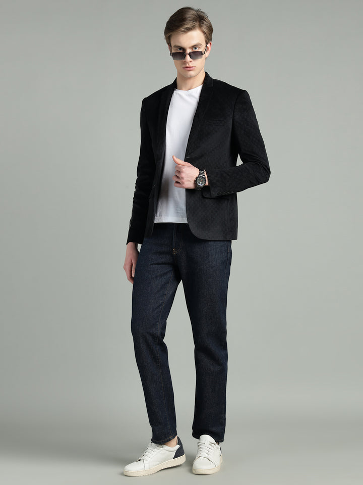 Men’s Poly Viscose Jacquard Weave Texture Slim Fit Blazer