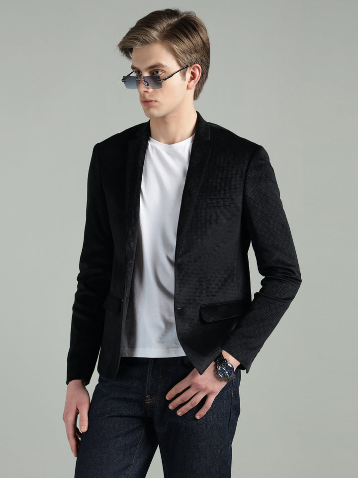 Men’s Poly Viscose Jacquard Weave Texture Slim Fit Blazer