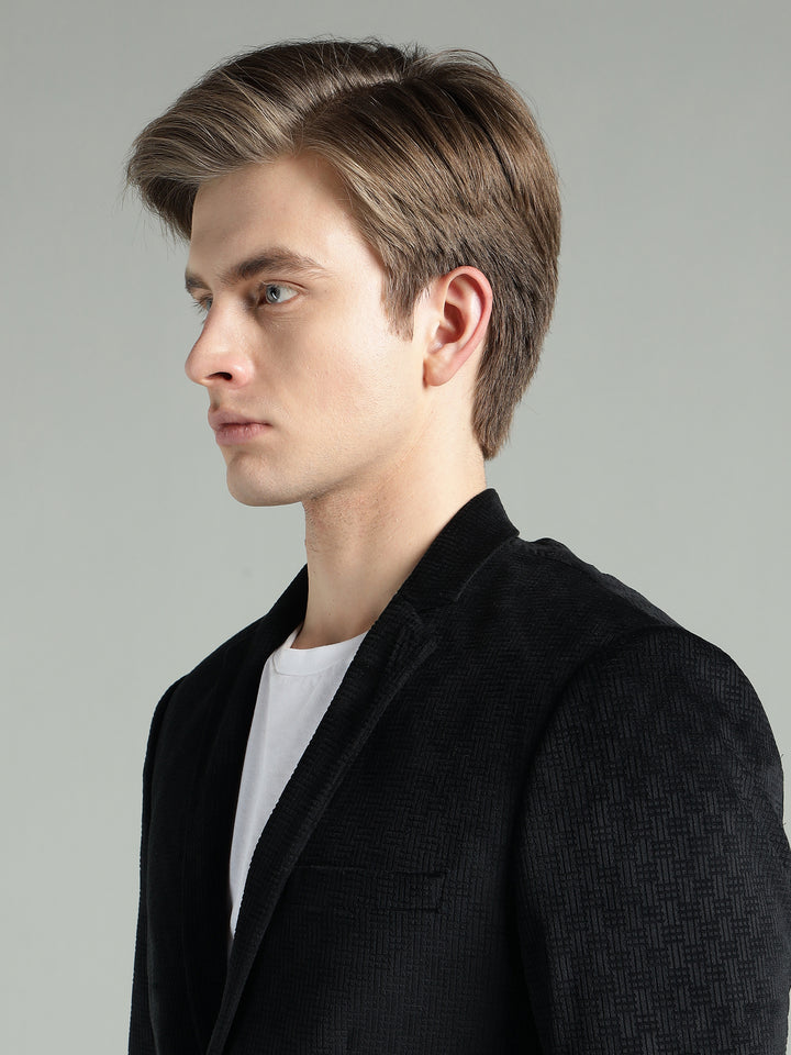 Men’s Poly Viscose Jacquard Weave Texture Slim Fit Blazer
