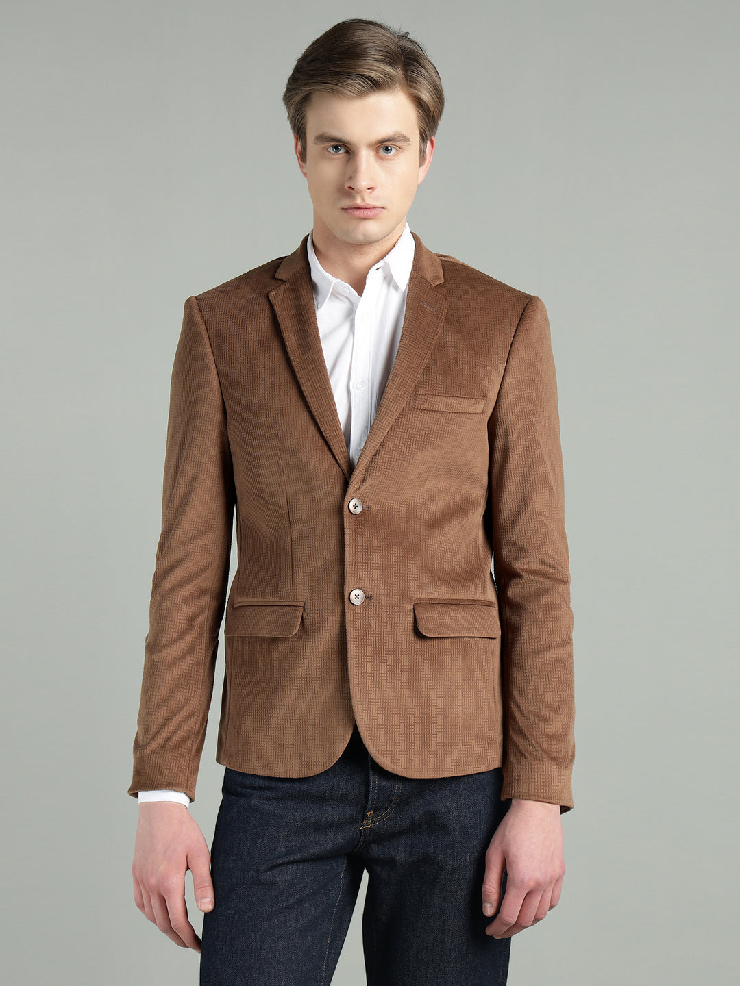 Men’s Poly Viscose Jacquard Weave Texture Slim Fit Blazer