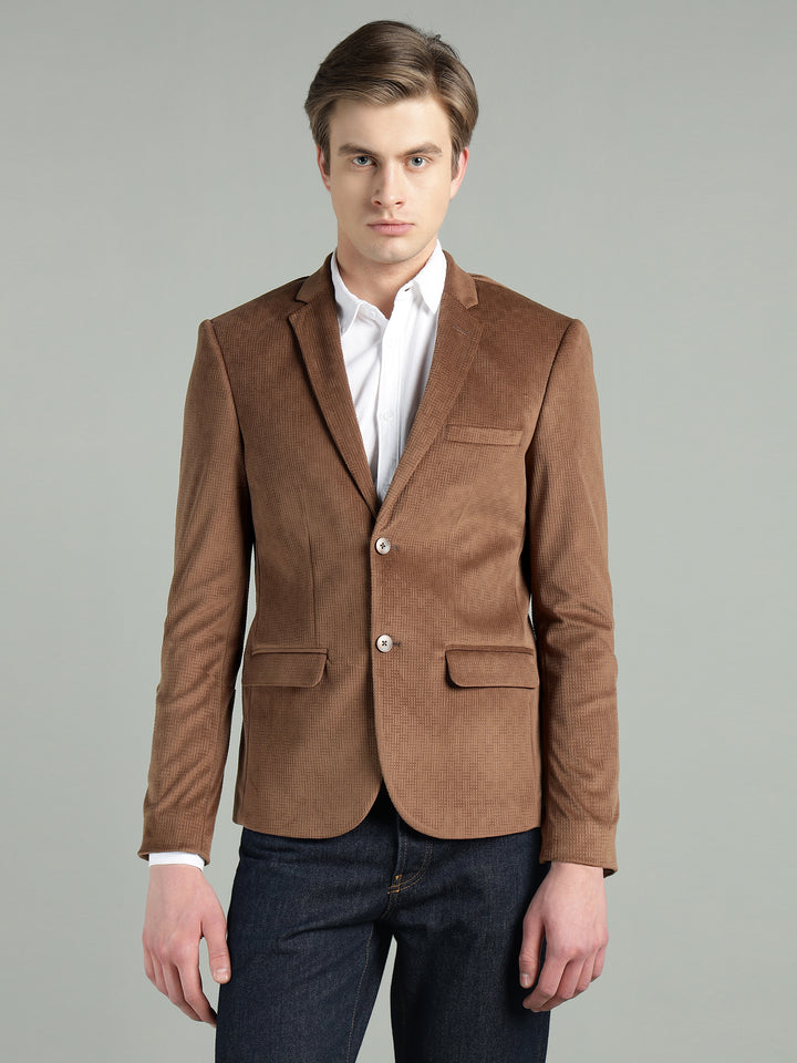 Men’s Poly Viscose Jacquard Weave Texture Slim Fit Blazer