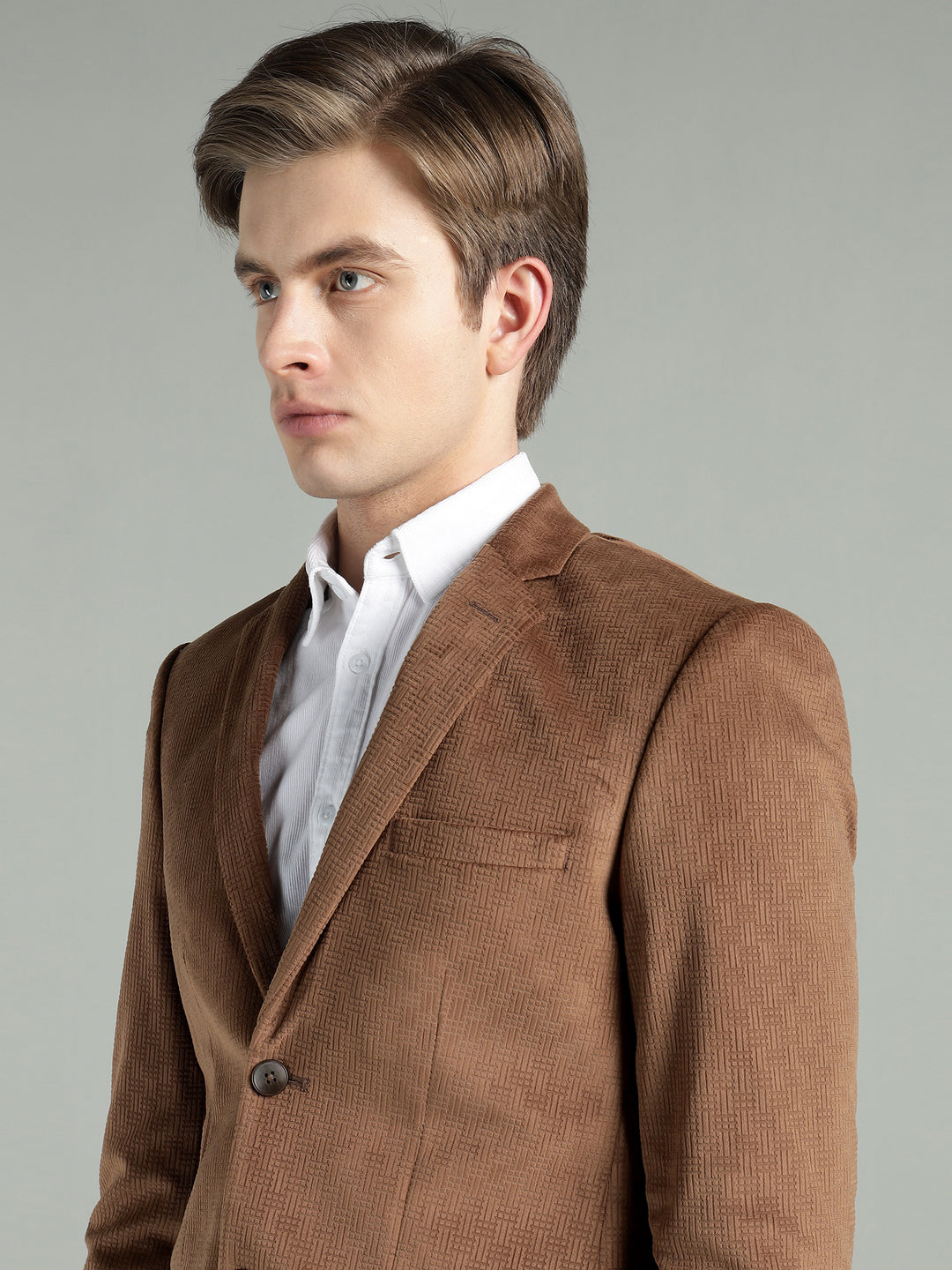 Men’s Poly Viscose Jacquard Weave Texture Slim Fit Blazer