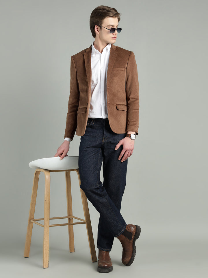 Men’s Poly Viscose Jacquard Weave Texture Slim Fit Blazer