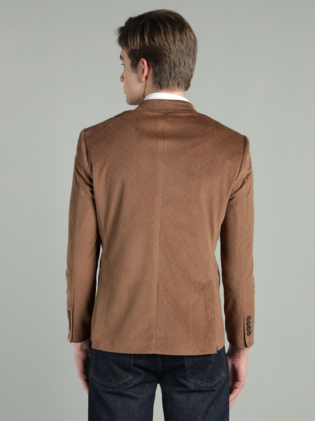 Men’s Poly Viscose Jacquard Weave Texture Slim Fit Blazer