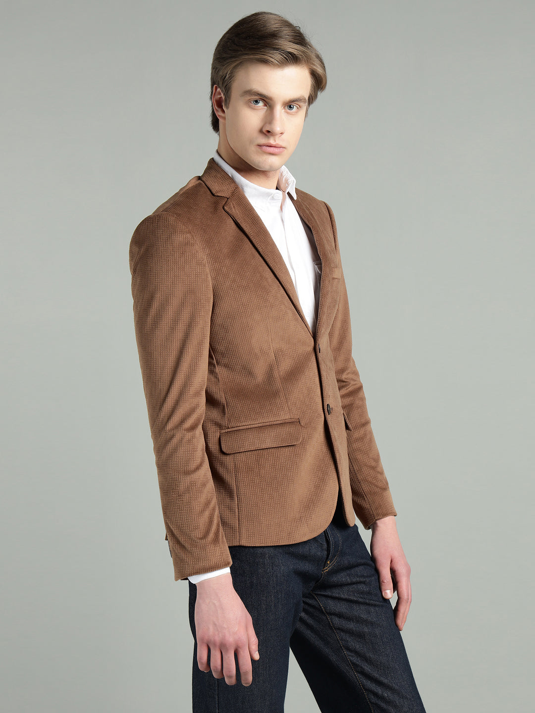 Men’s Poly Viscose Jacquard Weave Texture Slim Fit Blazer