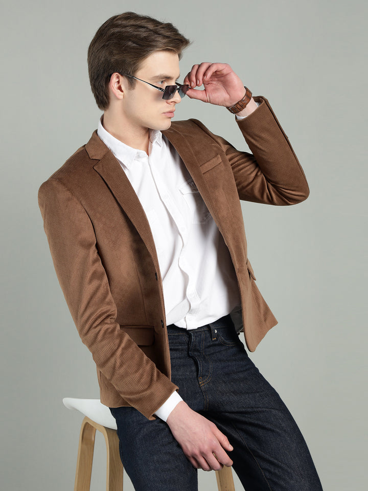 Men’s Poly Viscose Jacquard Weave Texture Slim Fit Blazer