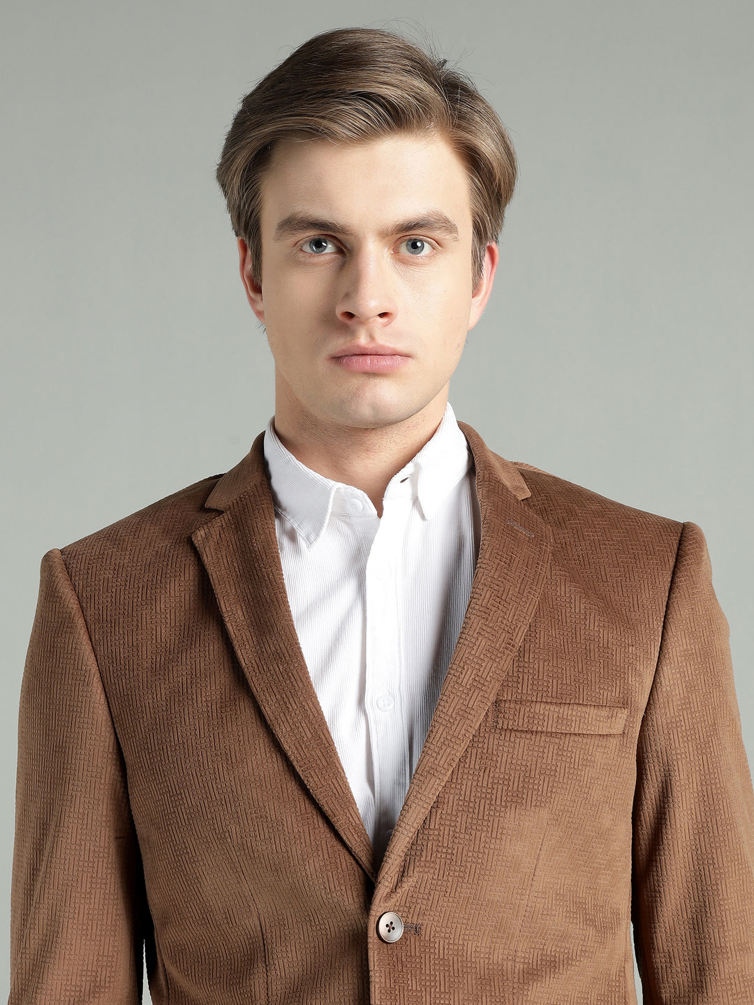 Men’s Poly Viscose Jacquard Weave Texture Slim Fit Blazer