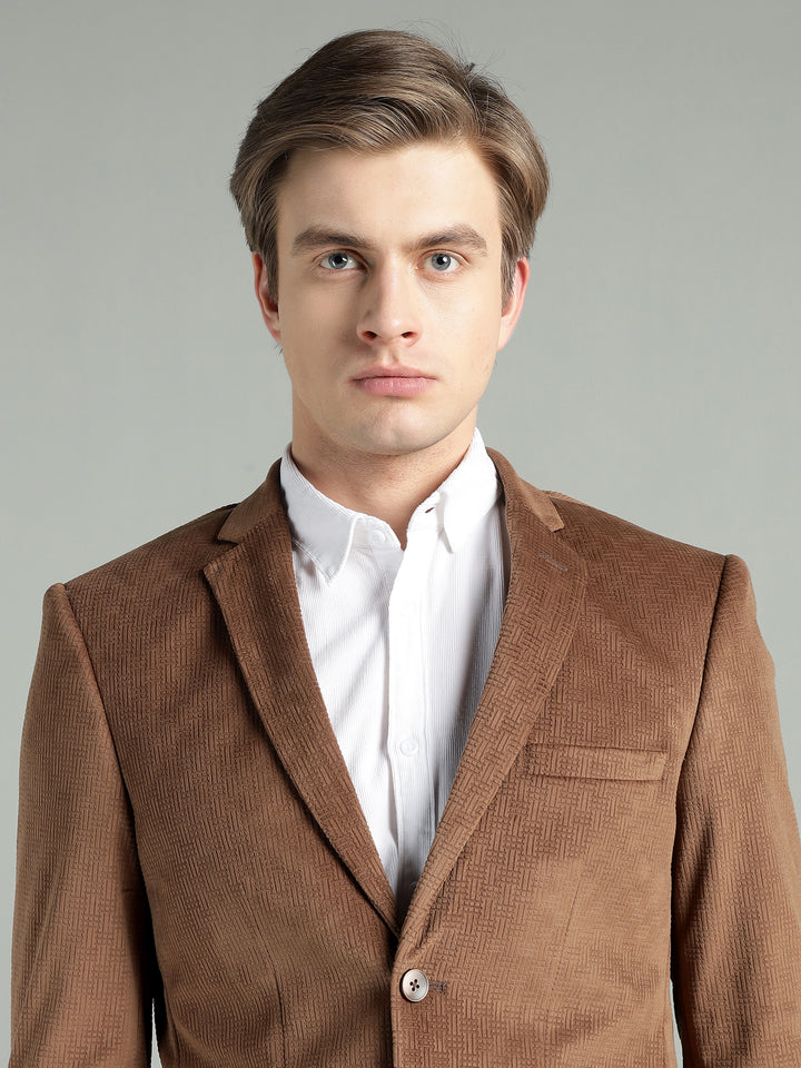 Men’s Poly Viscose Jacquard Weave Texture Slim Fit Blazer