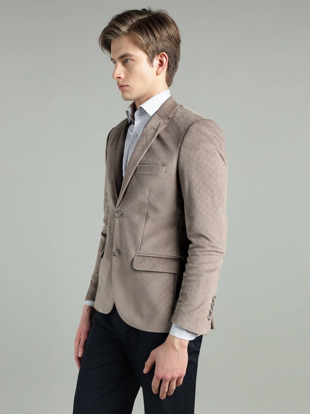 Men’s Poly Viscose Jacquard Weave Texture Slim Fit Blazer