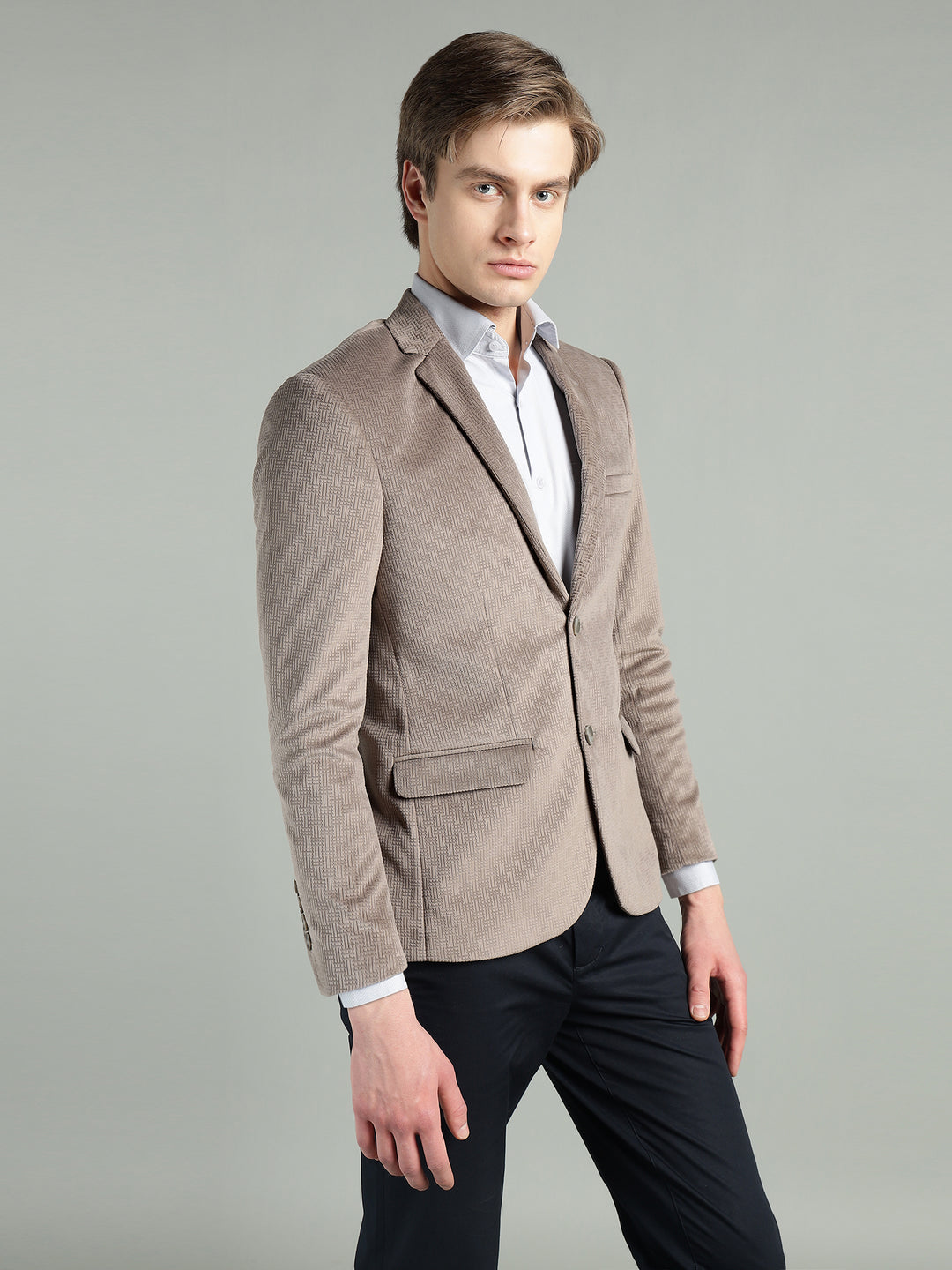 Men’s Poly Viscose Jacquard Weave Texture Slim Fit Blazer