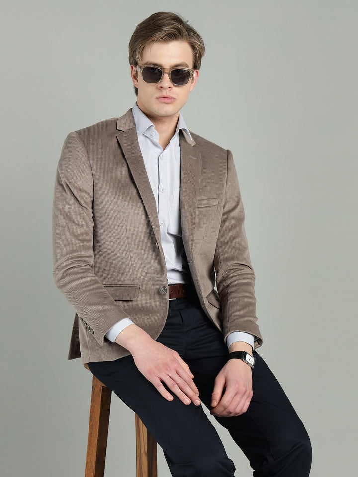 Men’s Poly Viscose Jacquard Weave Texture Slim Fit Blazer