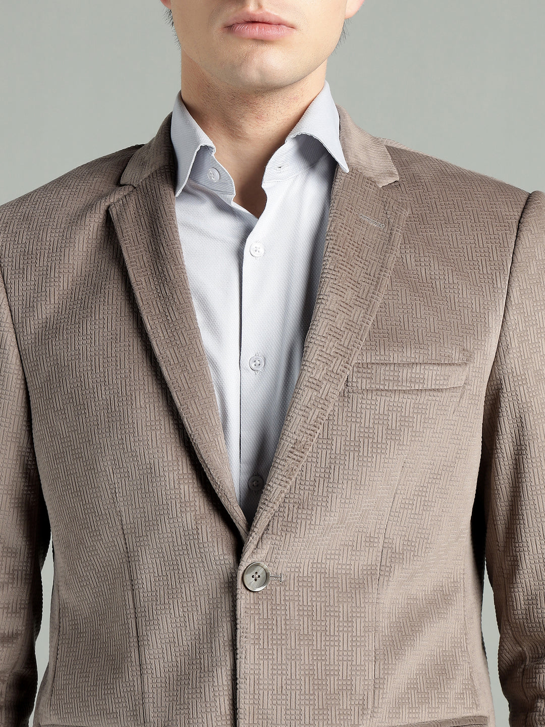 Men’s Poly Viscose Jacquard Weave Texture Slim Fit Blazer