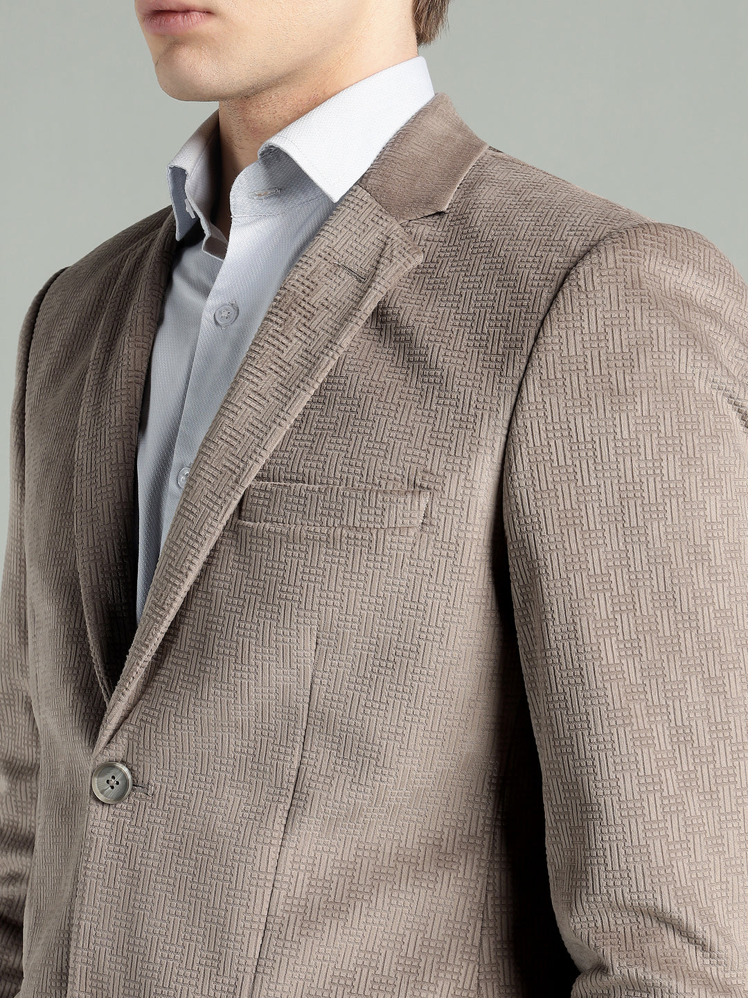 Men’s Poly Viscose Jacquard Weave Texture Slim Fit Blazer