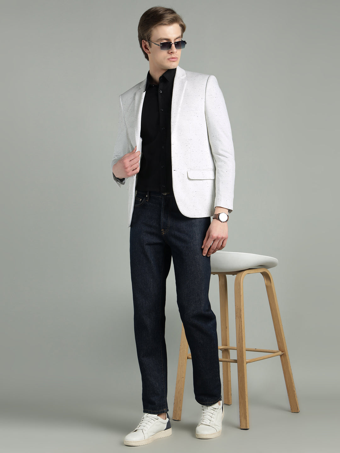 Men’s White Speckled Textured Blazer