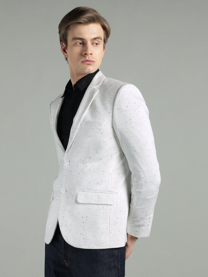 Men’s White Speckled Textured Blazer