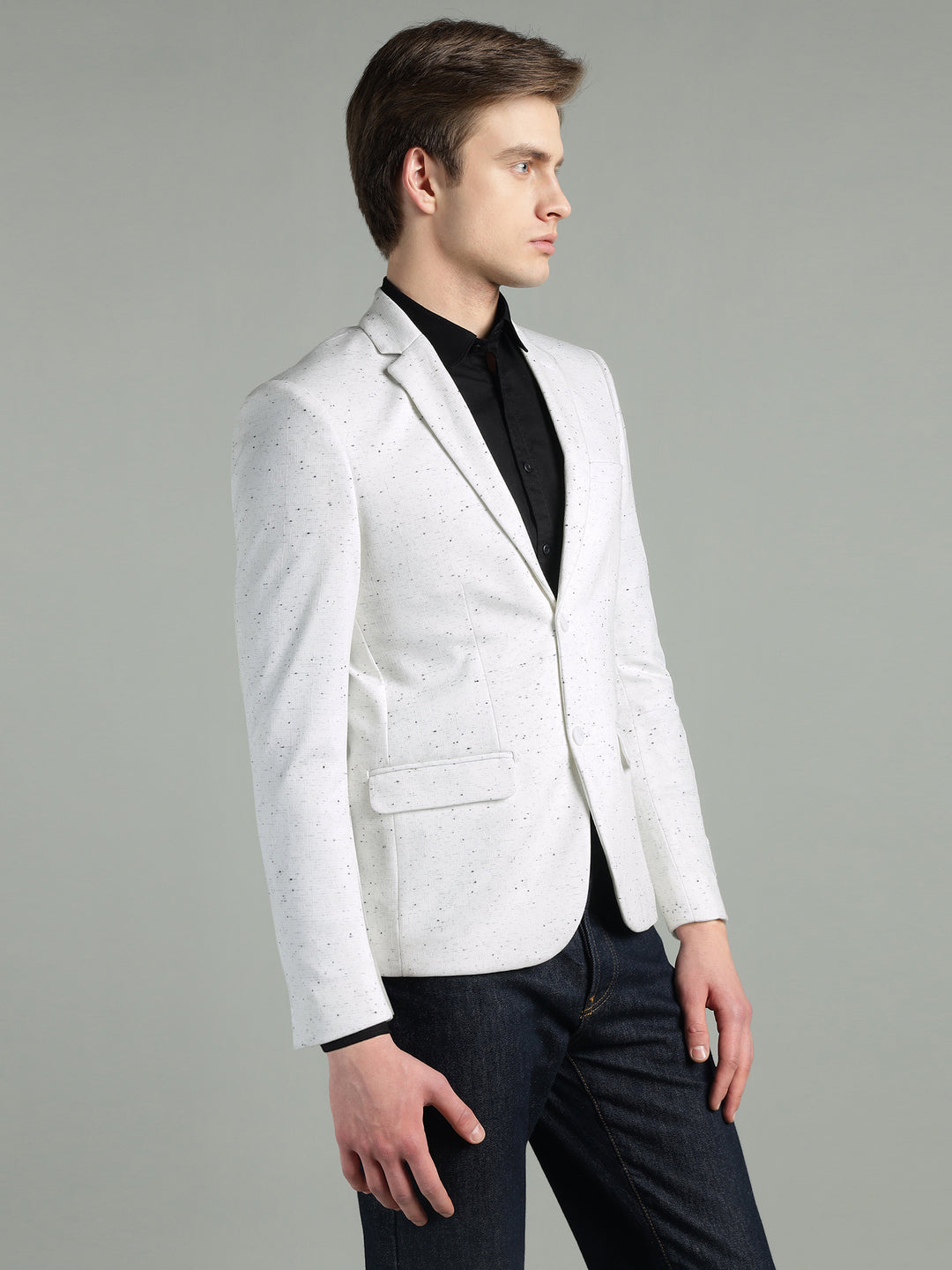 Men’s White Speckled Textured Blazer