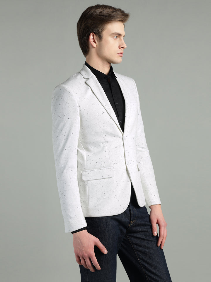 Men’s White Speckled Textured Blazer