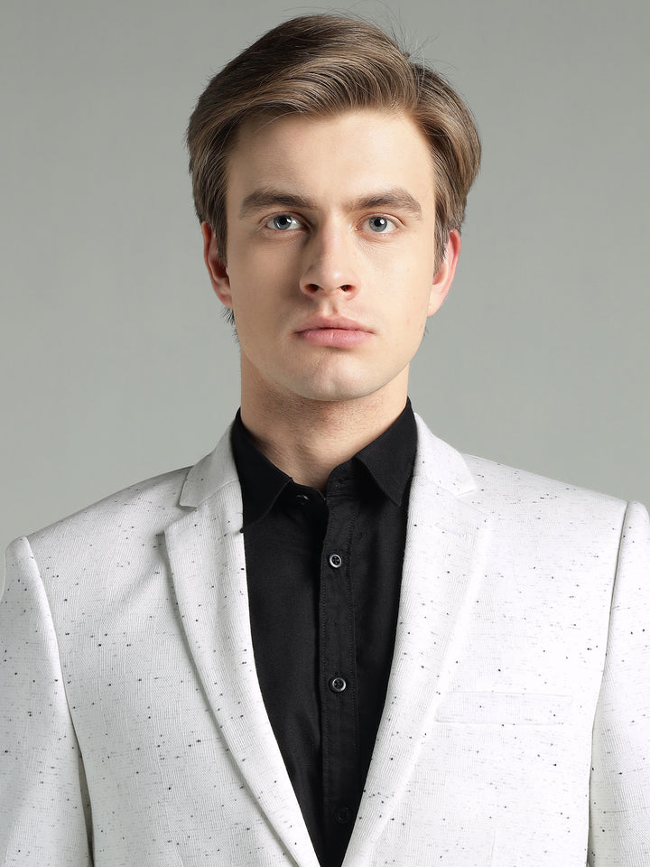 Men’s White Speckled Textured Blazer