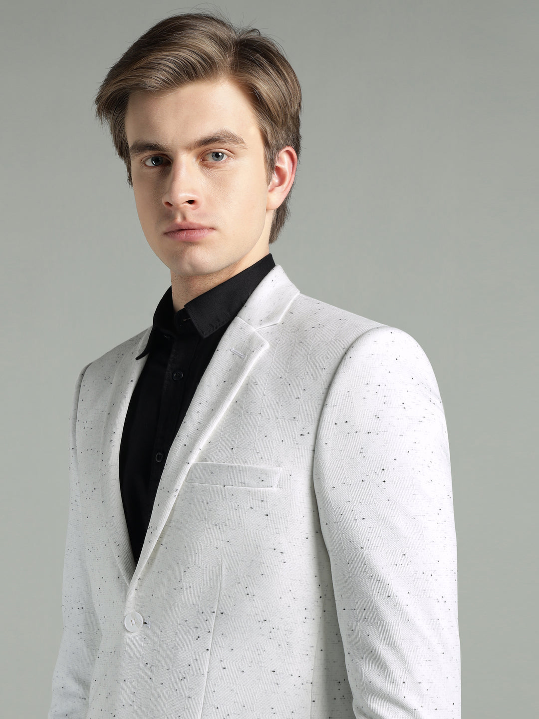 Men’s White Speckled Textured Blazer
