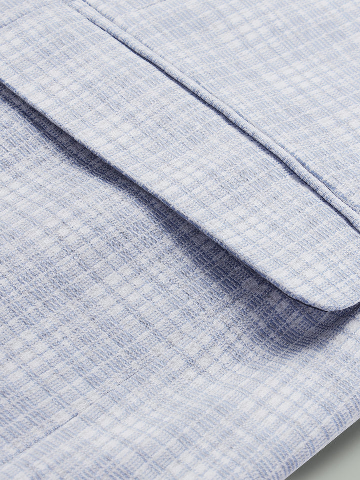 Men’s Light Grey & Light Blue Knitted Check Blazer