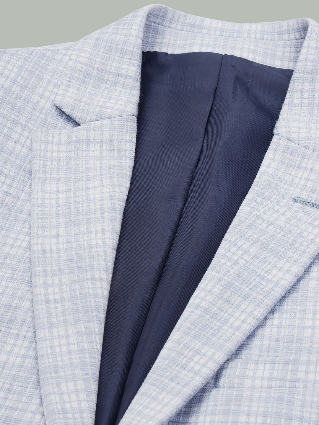 Men’s Light Grey & Light Blue Knitted Check Blazer