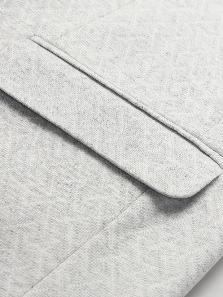 Men’s Light Grey Geometric Pattern Jacquard Blazer