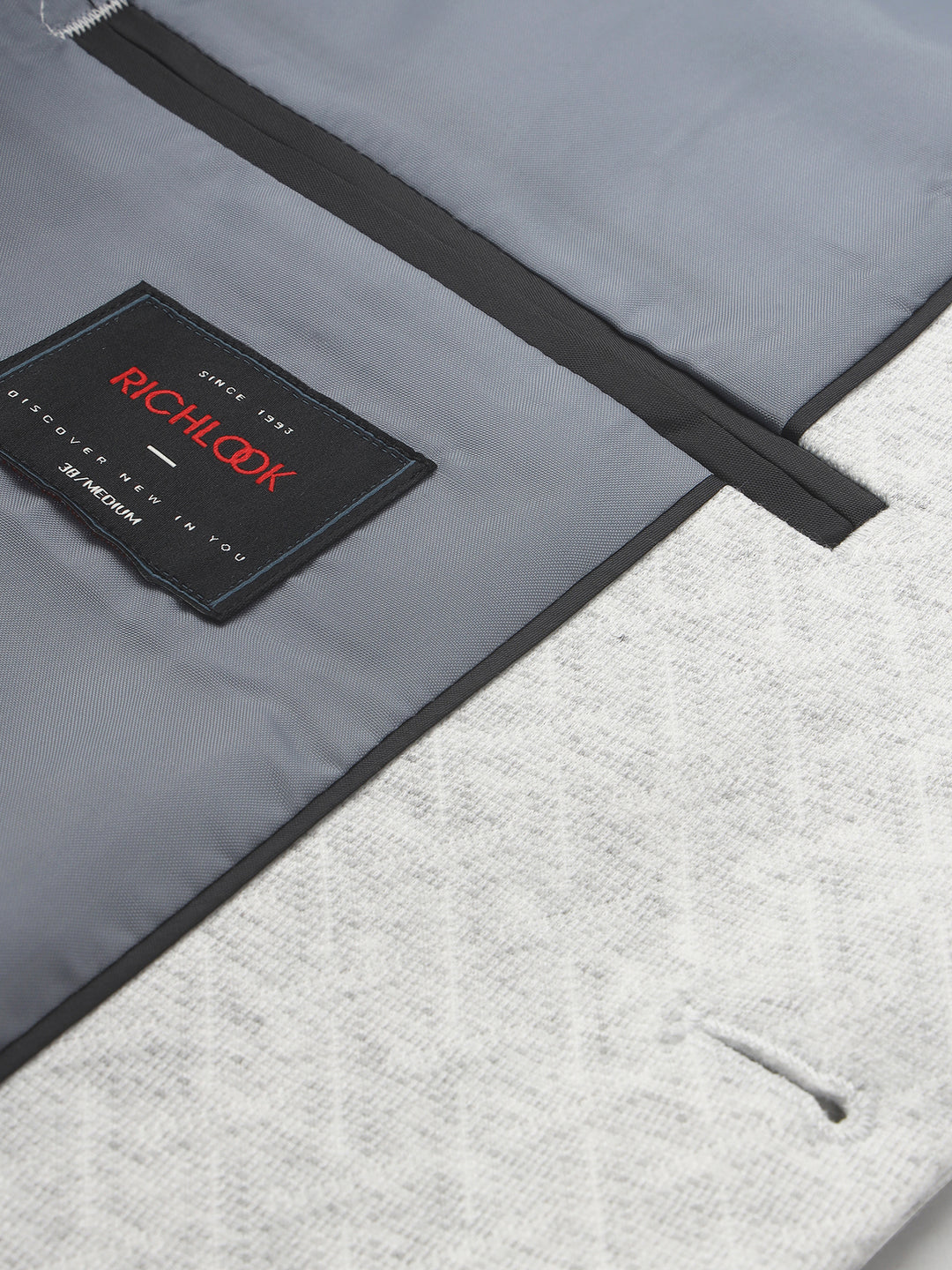 Men’s Light Grey Geometric Pattern Jacquard Blazer