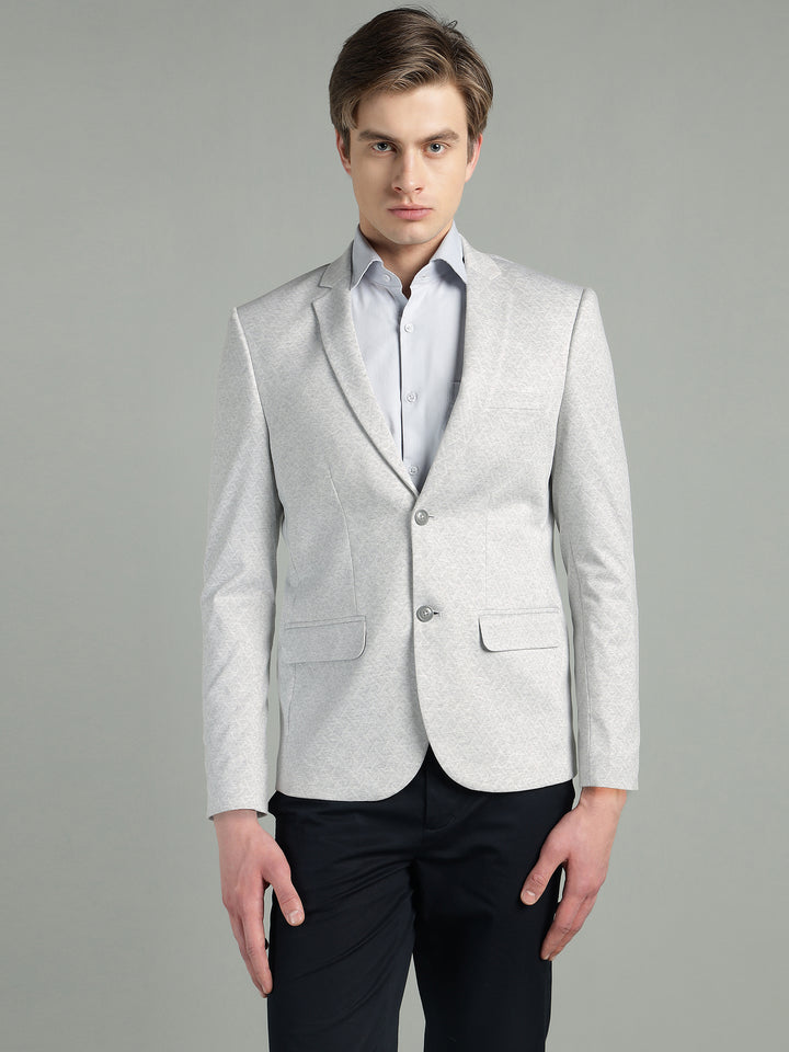 Men’s Light Grey Geometric Pattern Jacquard Blazer