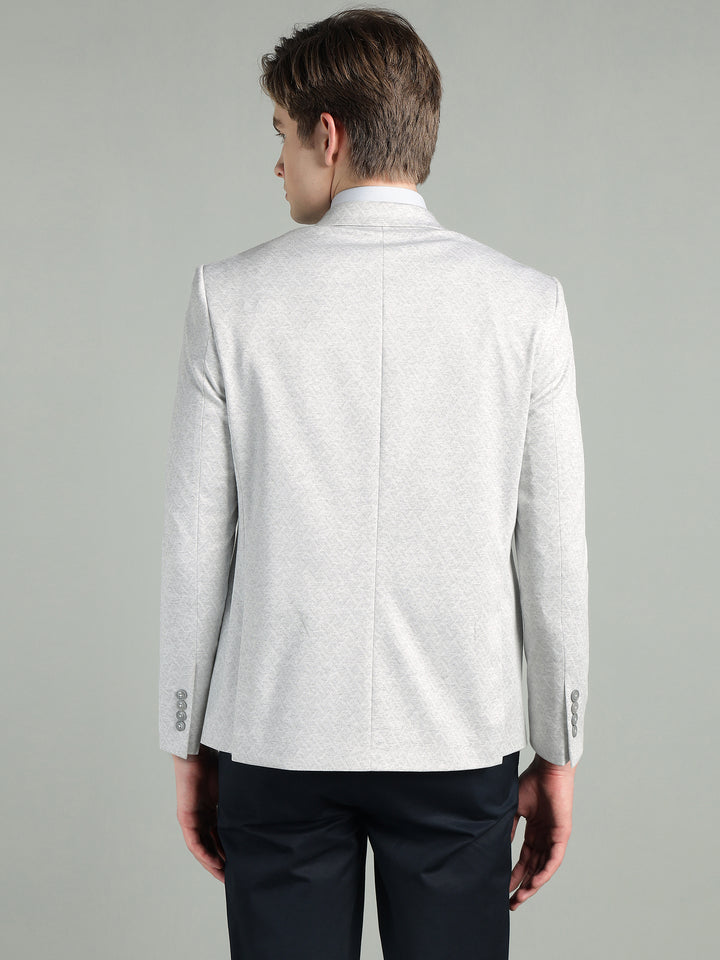 Men’s Light Grey Geometric Pattern Jacquard Blazer