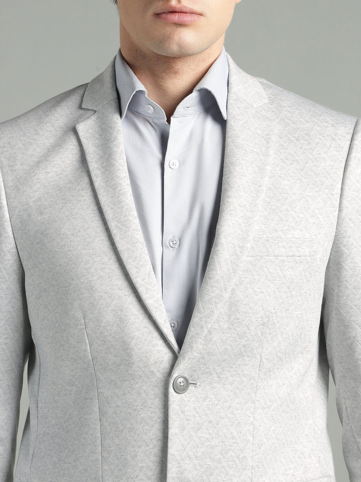 Men’s Light Grey Geometric Pattern Jacquard Blazer
