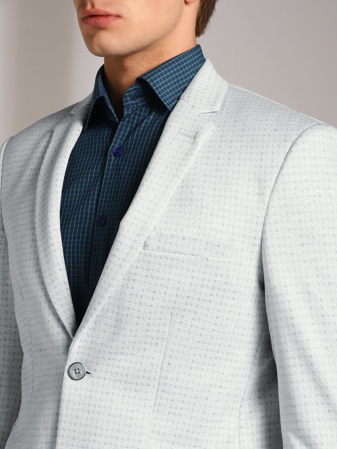 Men’s Slim-Fit Micro-Houndstooth Pattern Blazer