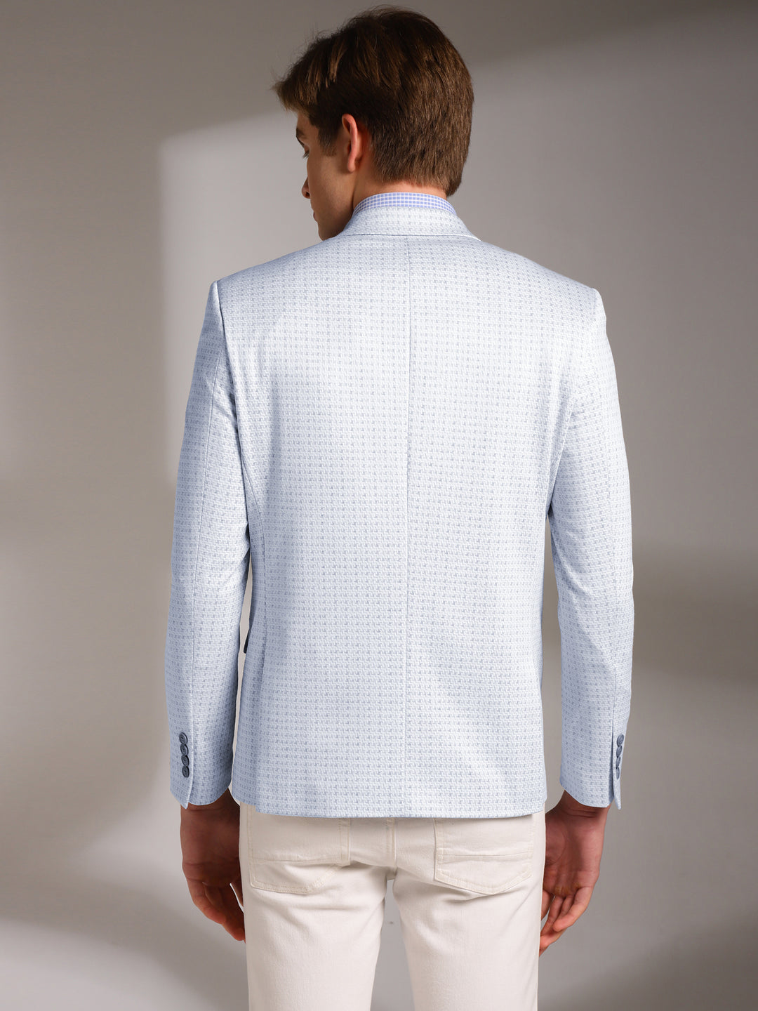 Men’s Slim-Fit Micro-Houndstooth Pattern Blazer