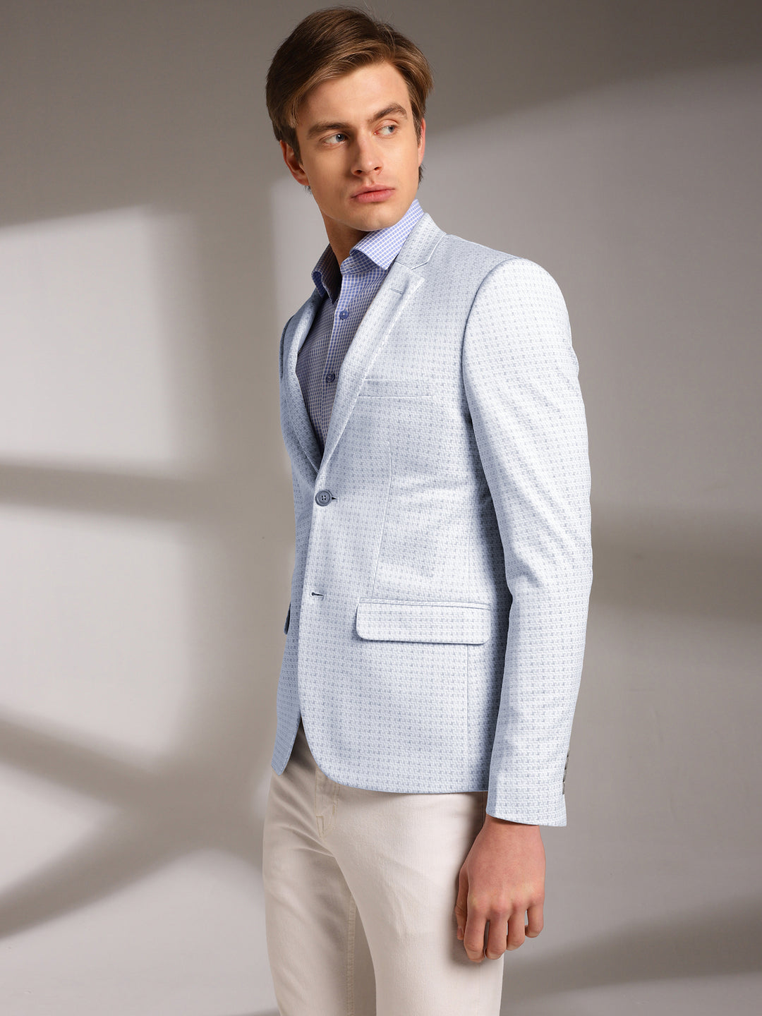 Men’s Slim-Fit Micro-Houndstooth Pattern Blazer
