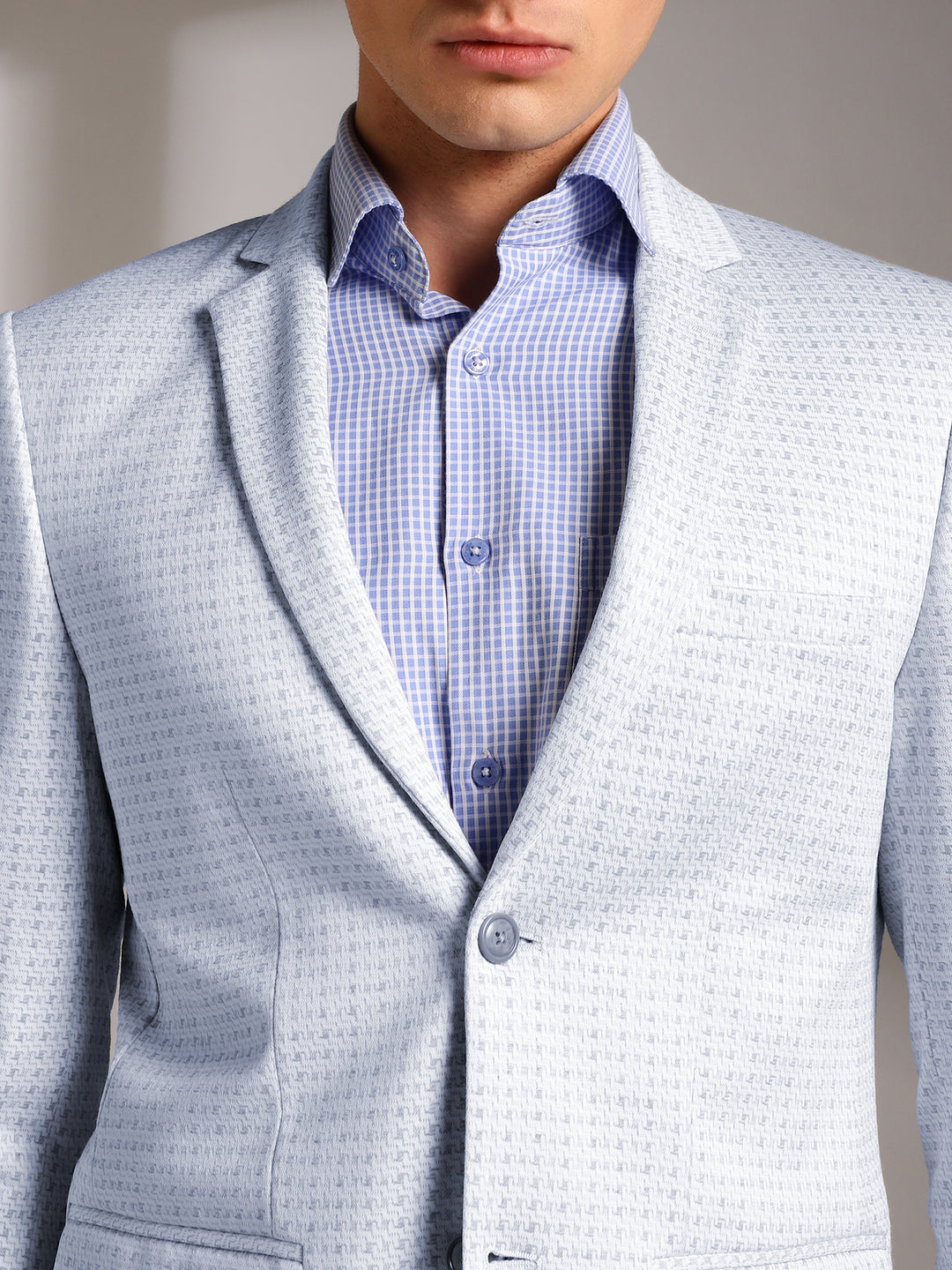 Men’s Slim-Fit Micro-Houndstooth Pattern Blazer