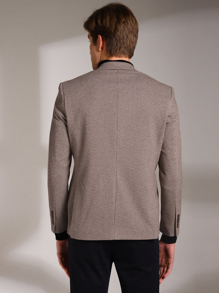 Men's Micro Houndstooth Wool-Texture Slim Fit Blazer