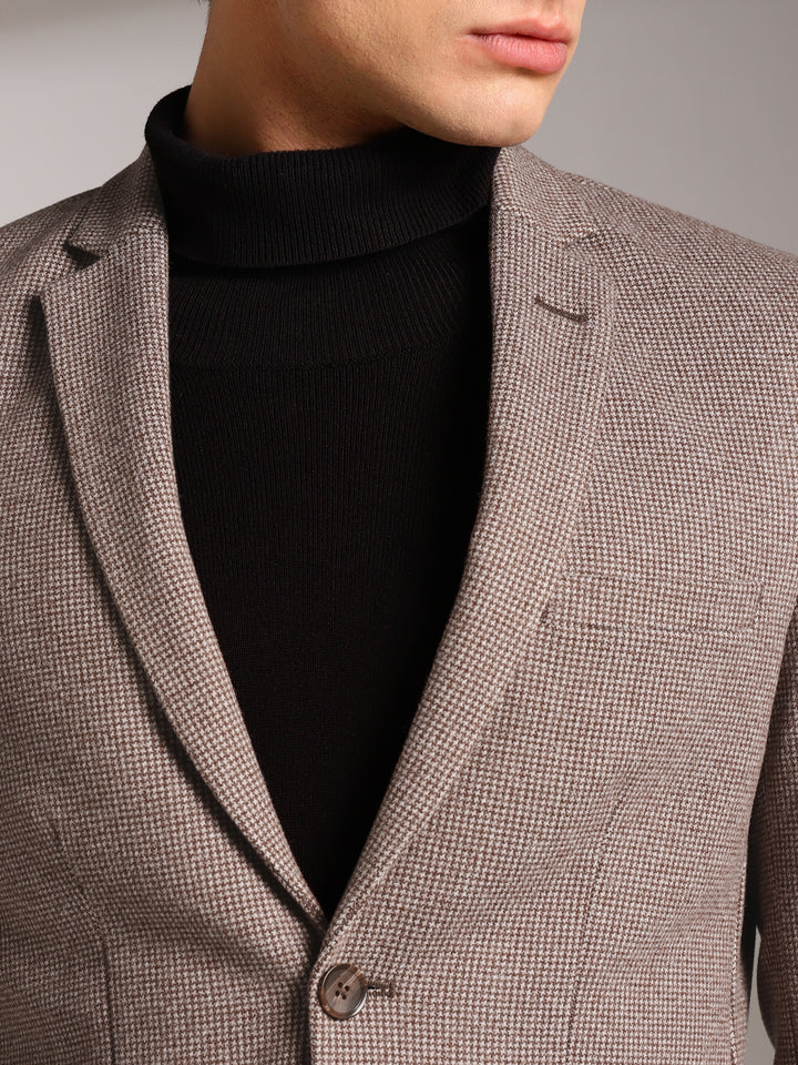 Men's Micro Houndstooth Wool-Texture Slim Fit Blazer