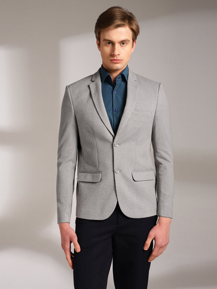 Men's Micro Houndstooth Wool-Texture Slim Fit Blazer